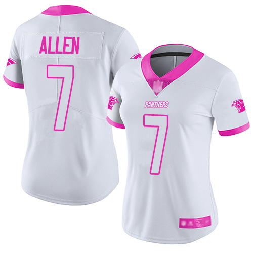 Carolina Panthers Limited White Pink Women Kyle Allen Jersey NFL Football #7 Rush Fashion->carolina panthers->NFL Jersey